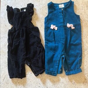 Kids Corduroy Overalls Set - Black and Blue